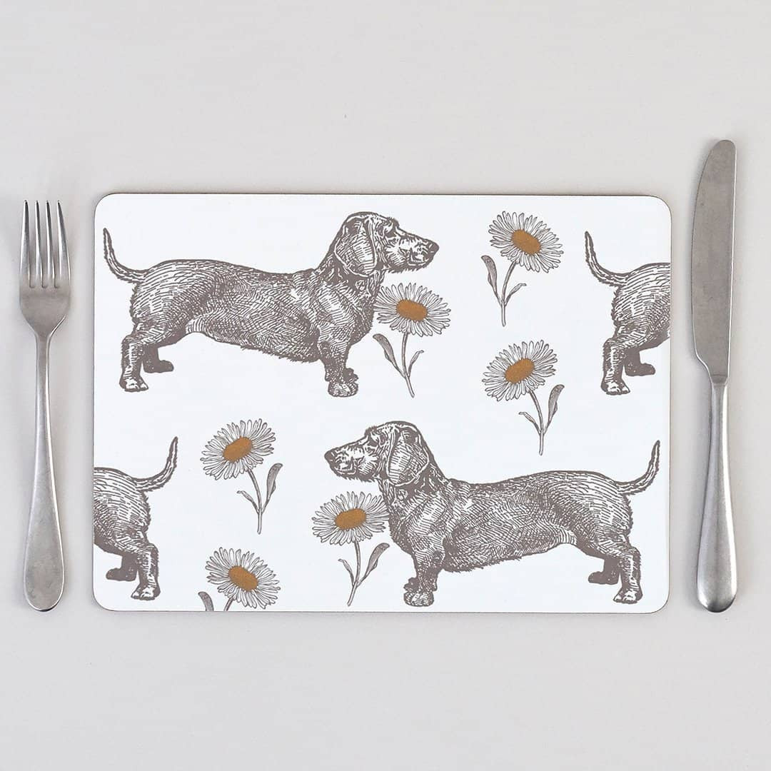 Dog and Daisy Set of 4 Placemats by Thornback and Peel.
