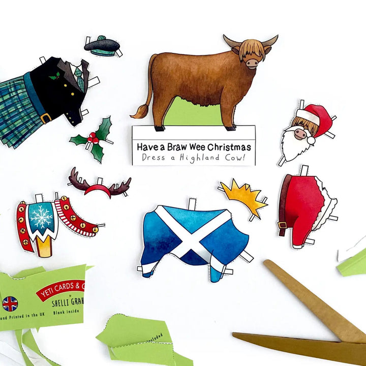 Dress a Highland Cow Christmas Card