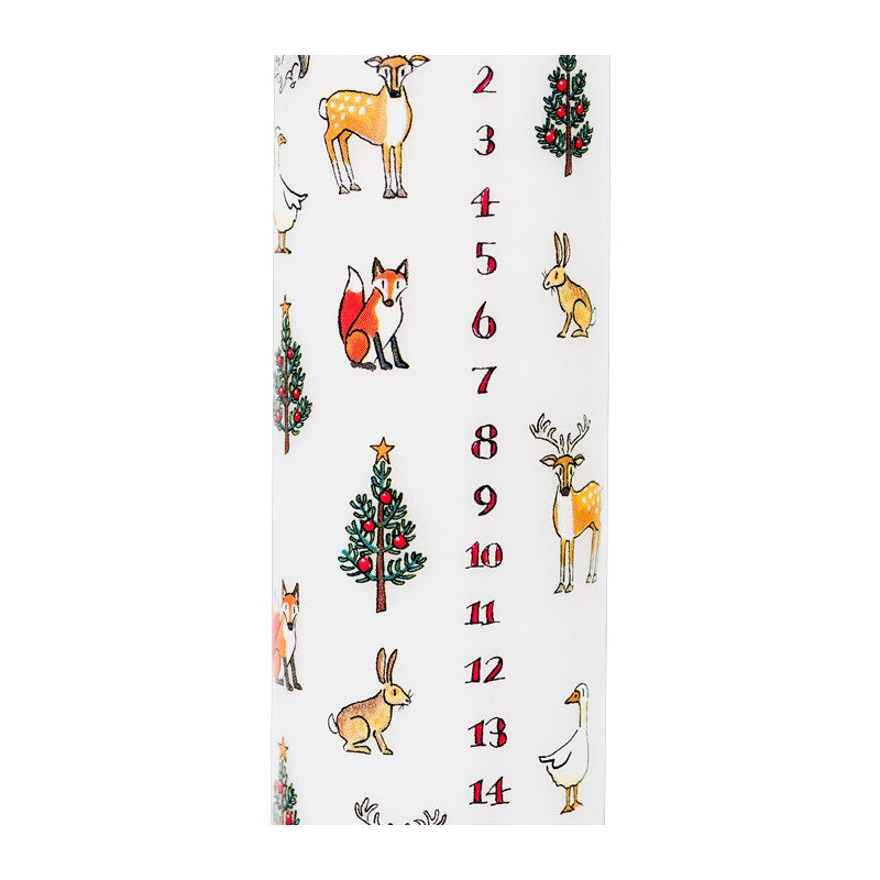 Alison Gardiner Winter Wildlife Pillar Advent Candle