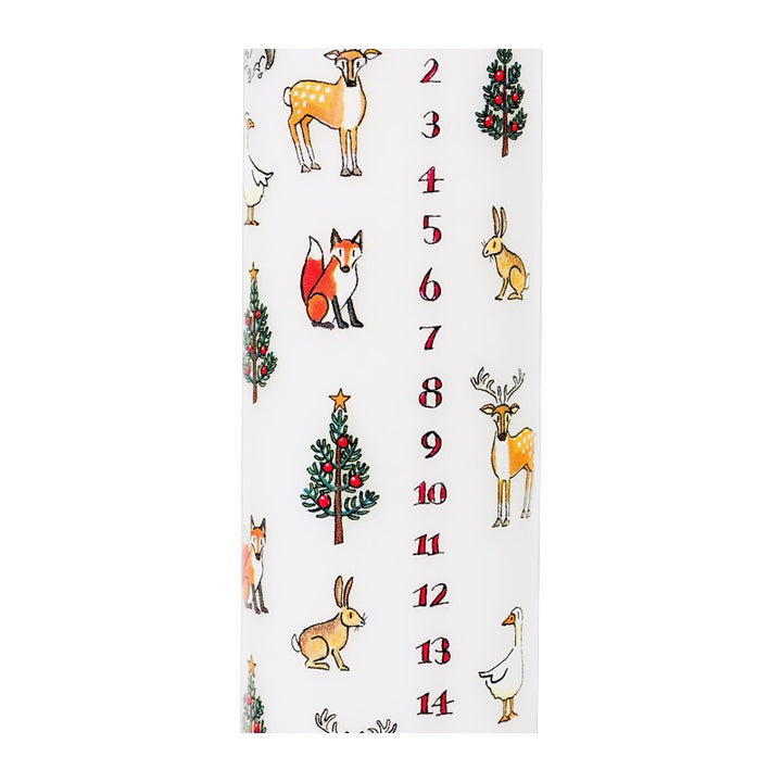 Alison Gardiner Winter Wildlife Pillar Advent Candle