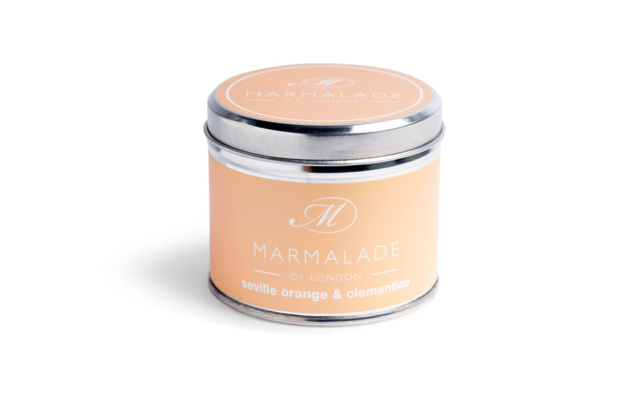 Seville Orange & Clementine Medium tin Candle from Marmalade of London.