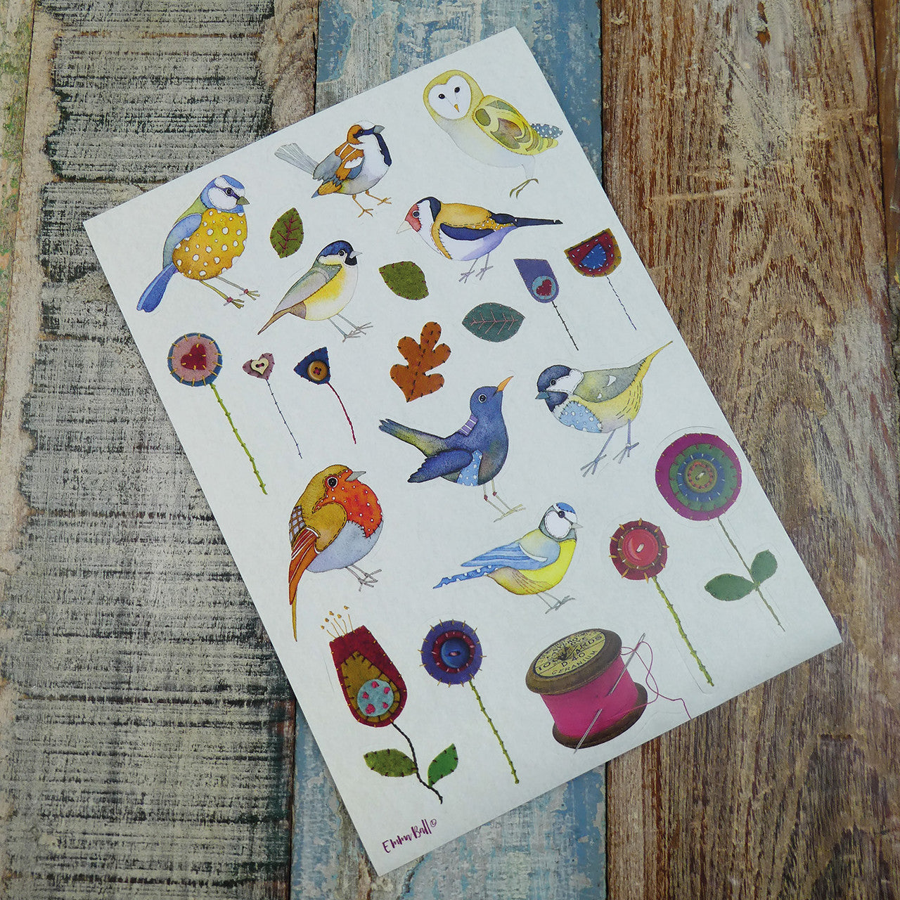 Stitched Birdies Sticker Pack from Emma Ball.