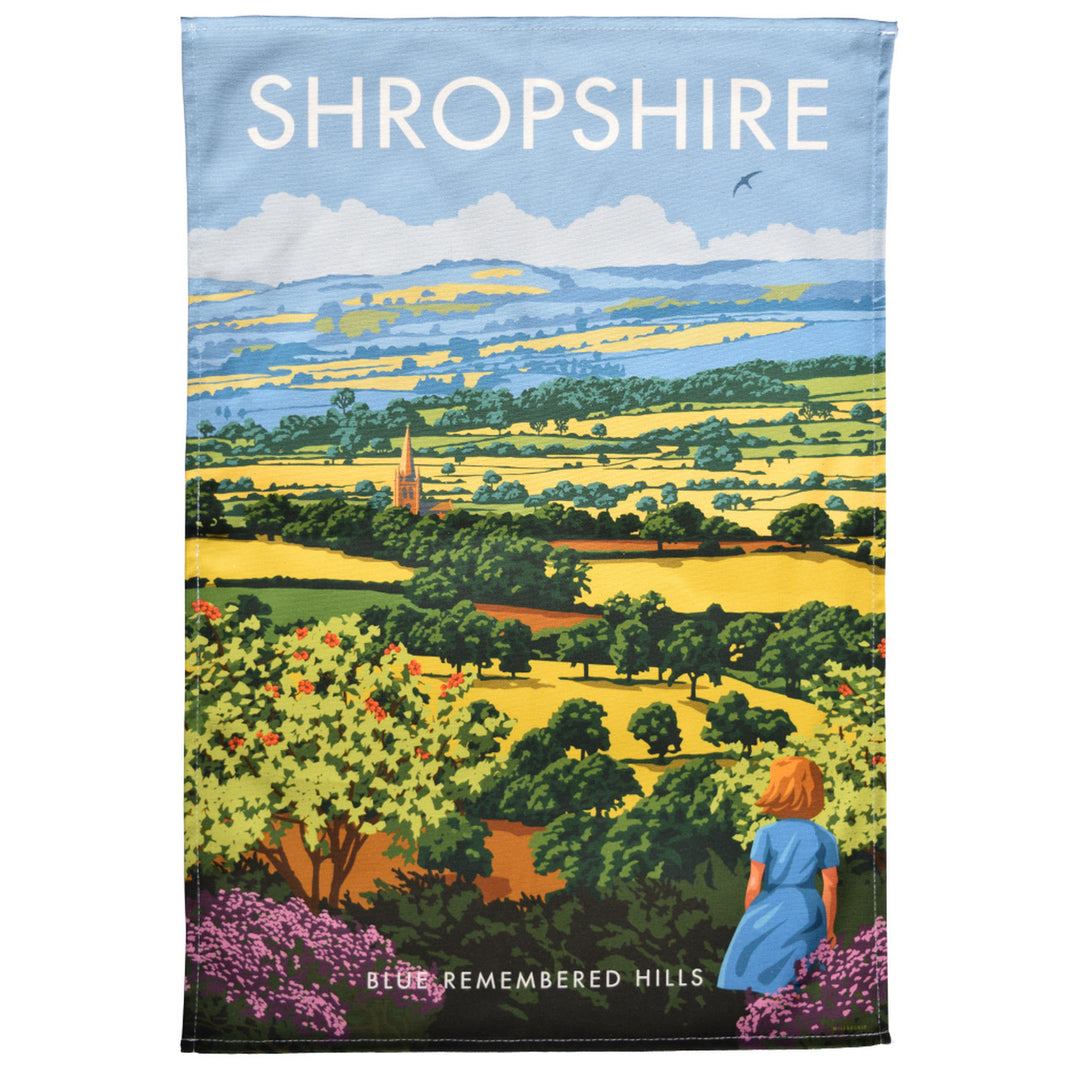 Shropshire Blue Remembered Hills Tea Towel by Town Towels.