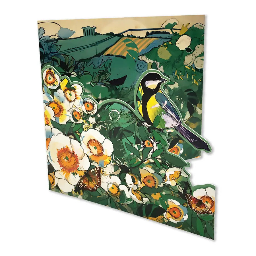 Wild Roses Die-Cut Greetings Card by Emma Ball.