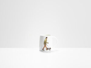 Man and Dog Mug Bone China Mug by Helen Beard.