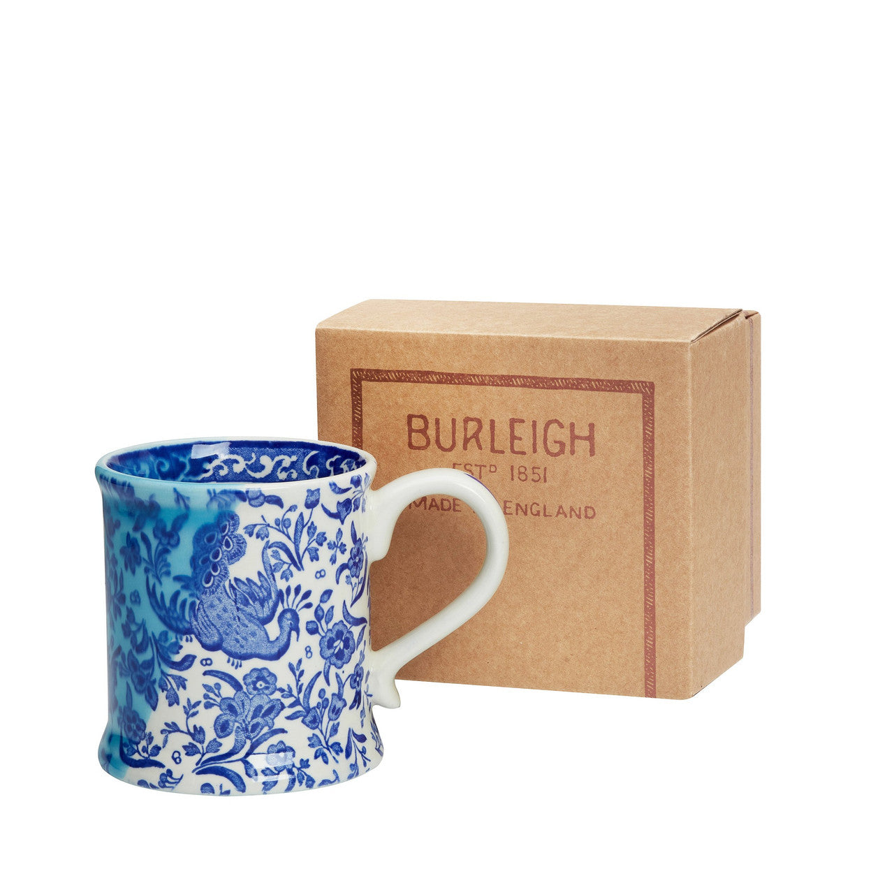 Burleigh Blue Regal Peacock 170th Anniversary Footed Mug.