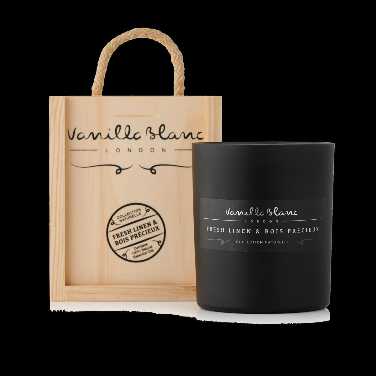 Vanilla Blanc Linen & Bois Precieux Matt Edition Candle in a Signature® Wooden Gift Box