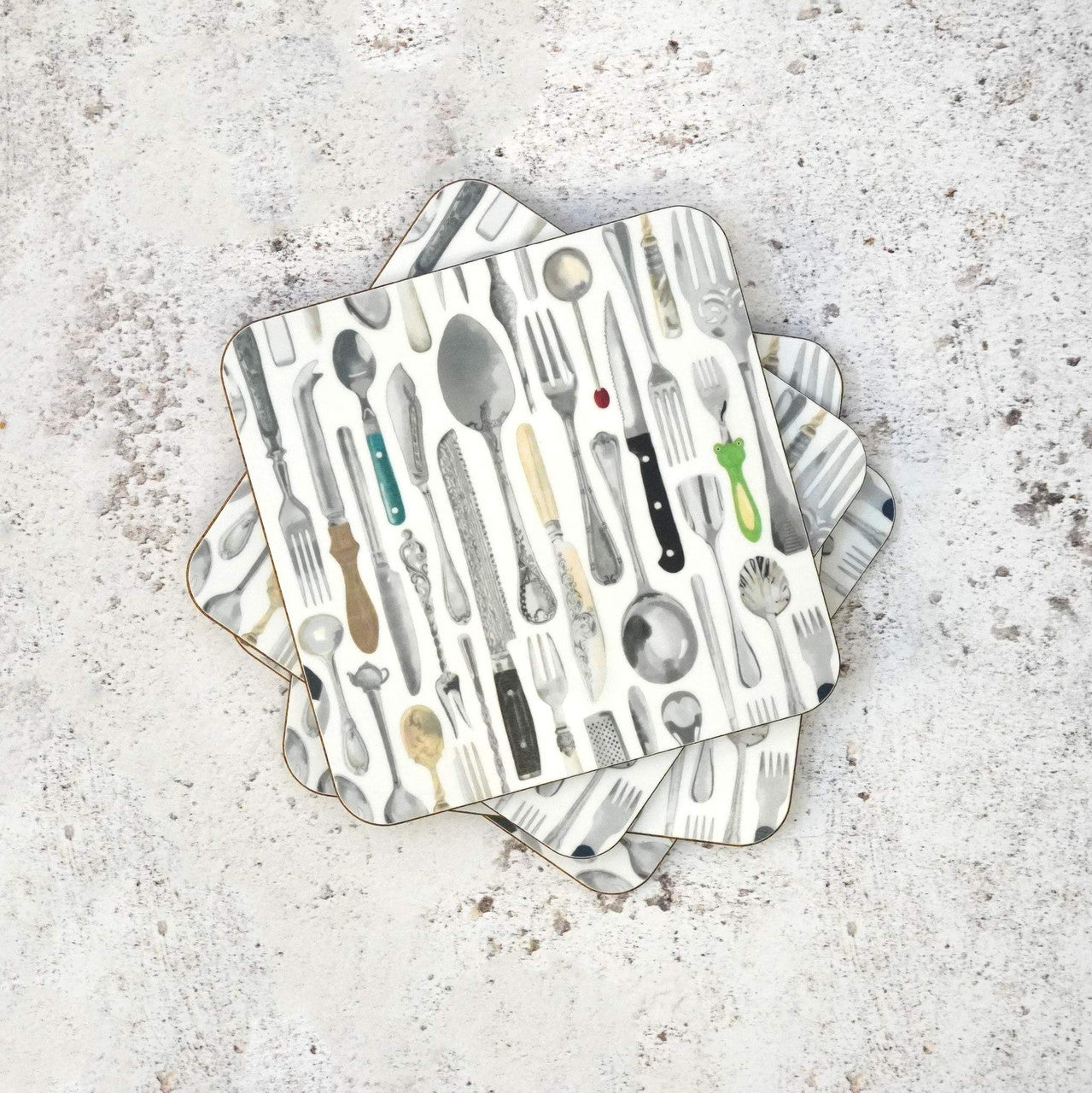 Cutlery Coasters by Corinne Alexander.