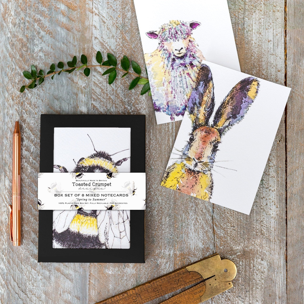 Spring to Summer Boxed Set of 8 Notecards by Toasted Crumpet.