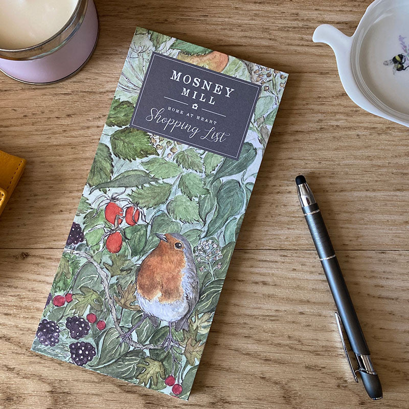 Mosney Mill Robin in Hedgerow Shopping List Pad