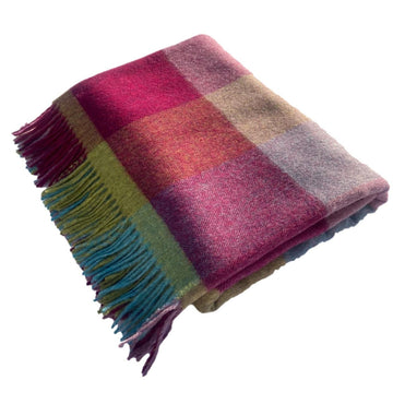 Boston Block Check Merino Lambswool Throw by Bronte Moon Image