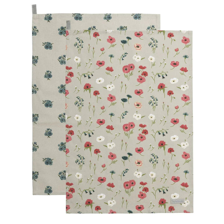 Poppy Meadow Set of 2 Tea Towels by Sophie Allport.