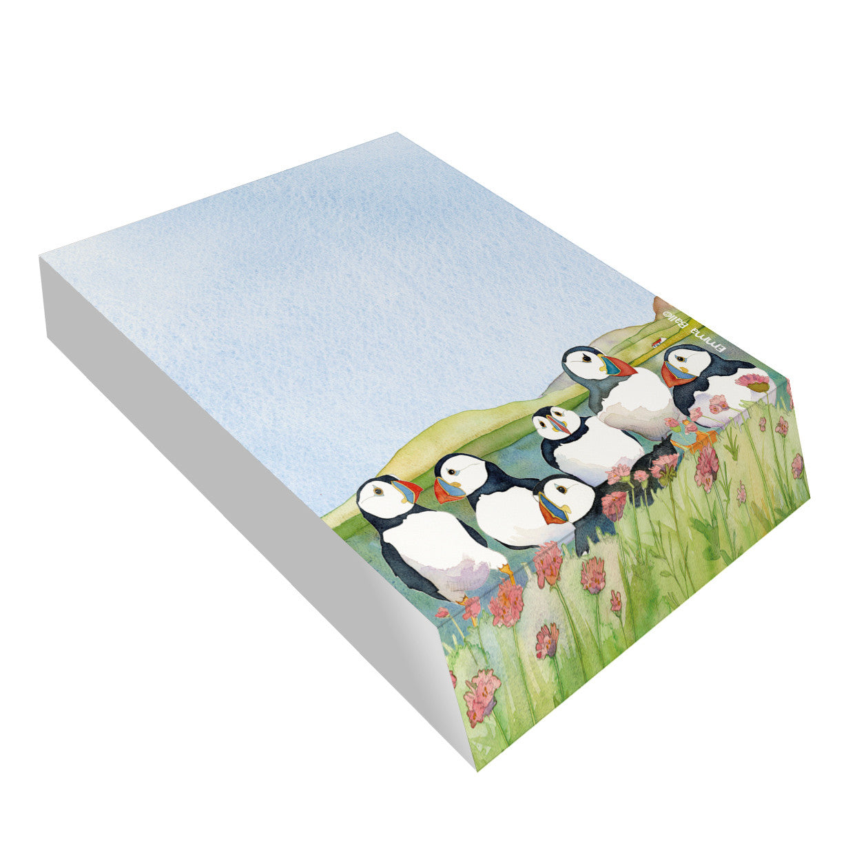 Sea Thrift Puffins slant pad from British artist Emma Ball.