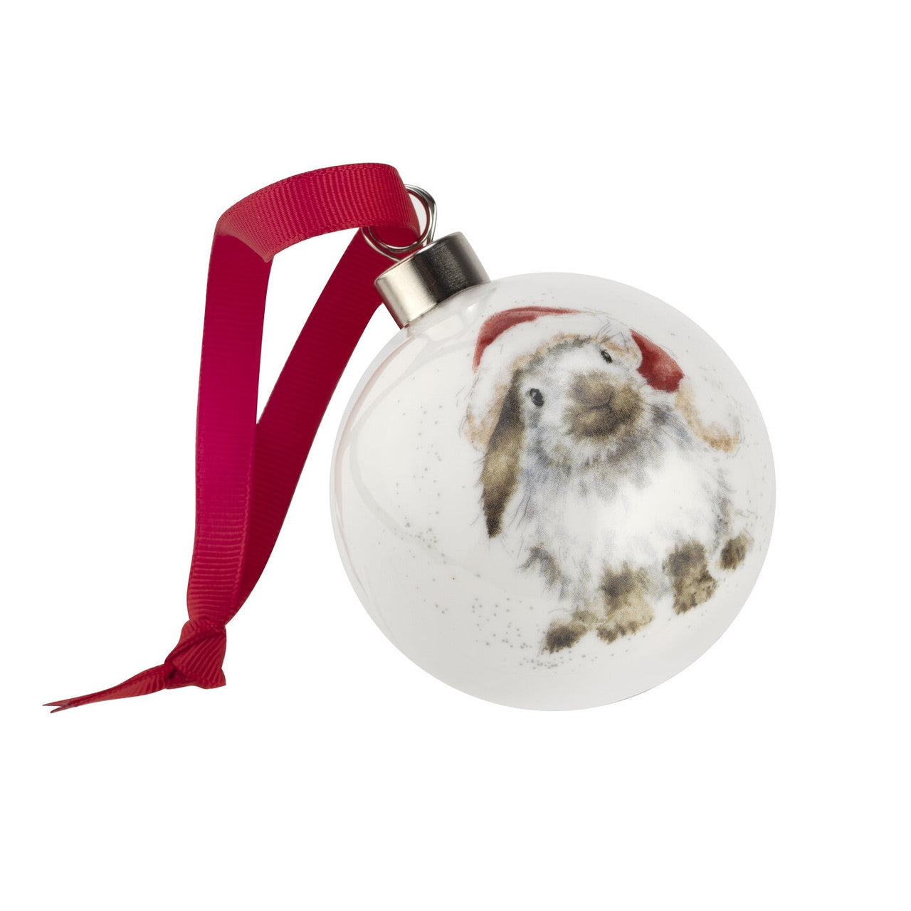 'Ho Ho Ho' Fine Bone China rabbit bauble from Wrendale Designs and Portmeirion