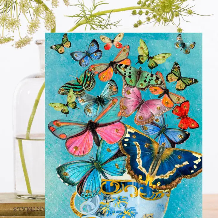 Butterfly Parade Glitter Card by Madame Treacle.