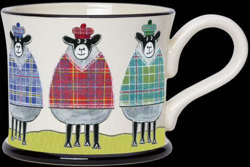 Tartan Sheep Woolly Jumpers Mug by Moorland Pottery.