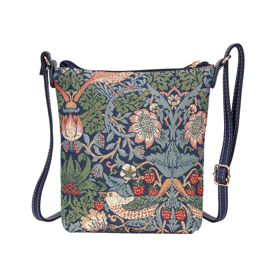 William Morris Strawberry Thief Blue Sling Bag.