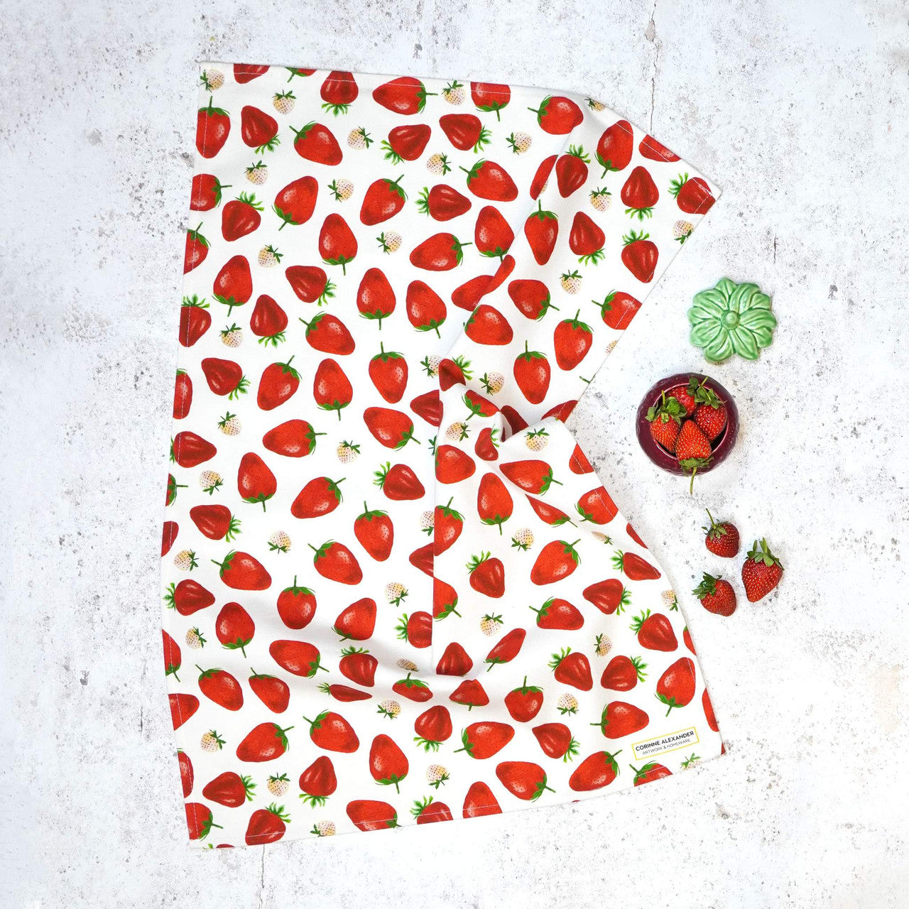 Strawberry Tea Towel by Corinne Alexander.