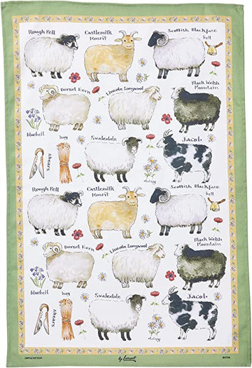 Sheep Breeds Cotton Tea Towel by Samuel Lamont. Image