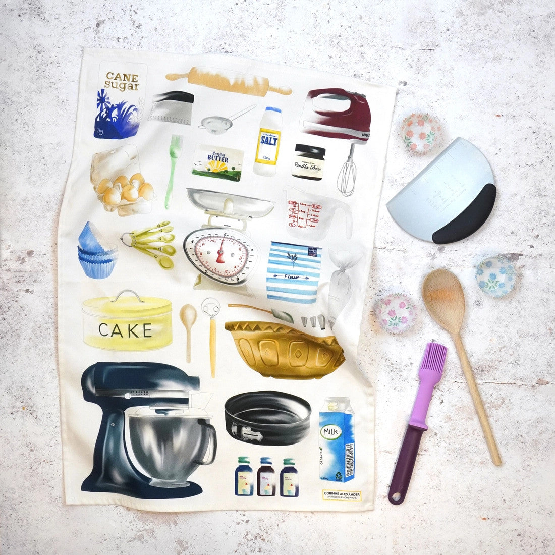 Time to Bake Tea Towel by Corinne Alexander
