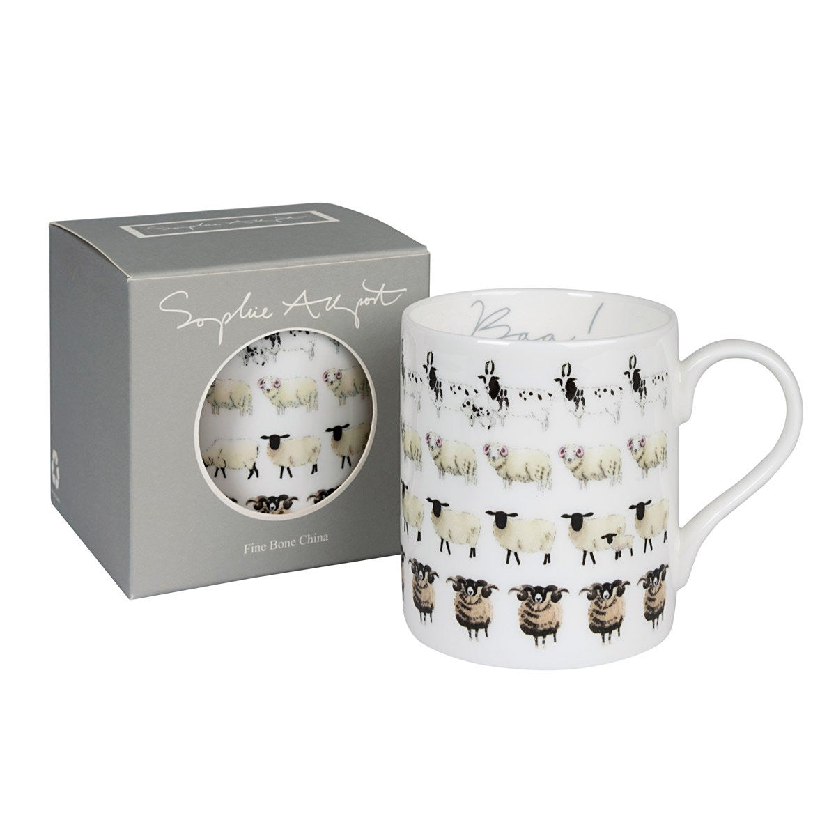 Sophie Allport bone china Sheep Baa! mug boxed.