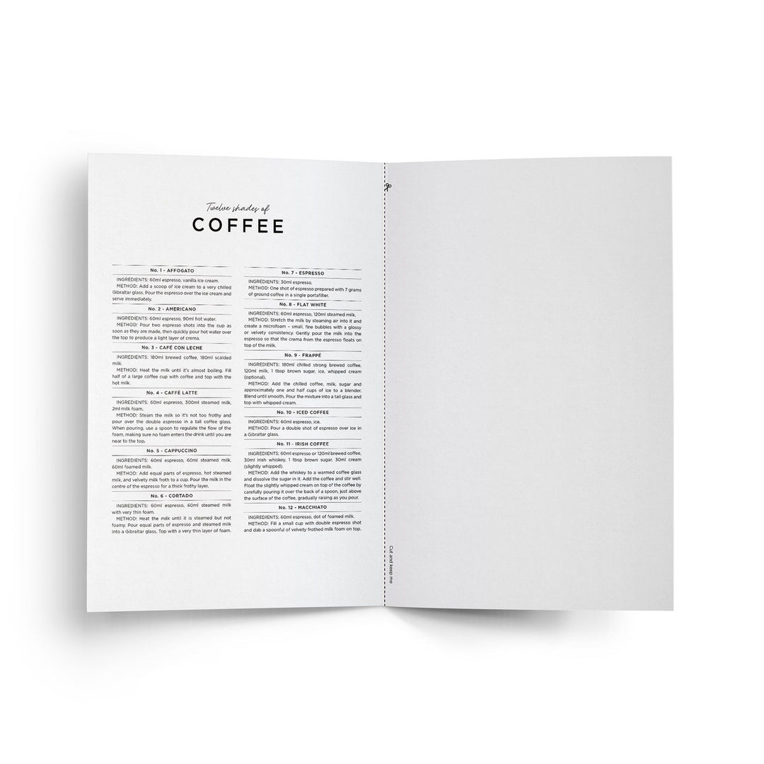 Twelve Shades of Coffee Card from Everlong Print Co. Made in England