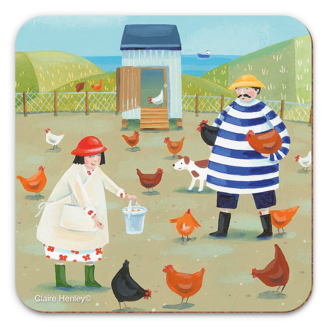 Feeding the Chickens Coaster by Claire Henley for Emma Ball.