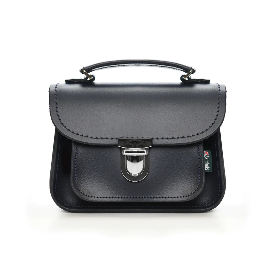 Zatchels Handmade Leather Luna Navy Small Handbag