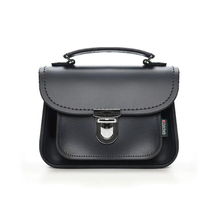 Zatchels Handmade Leather Luna Navy Small Handbag