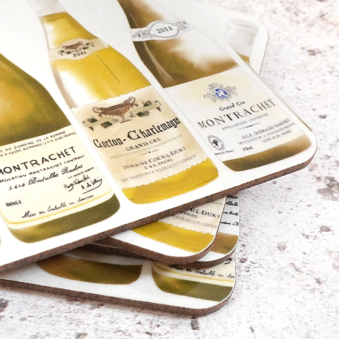White Burgundy Coaster Set by Corinne Alexander