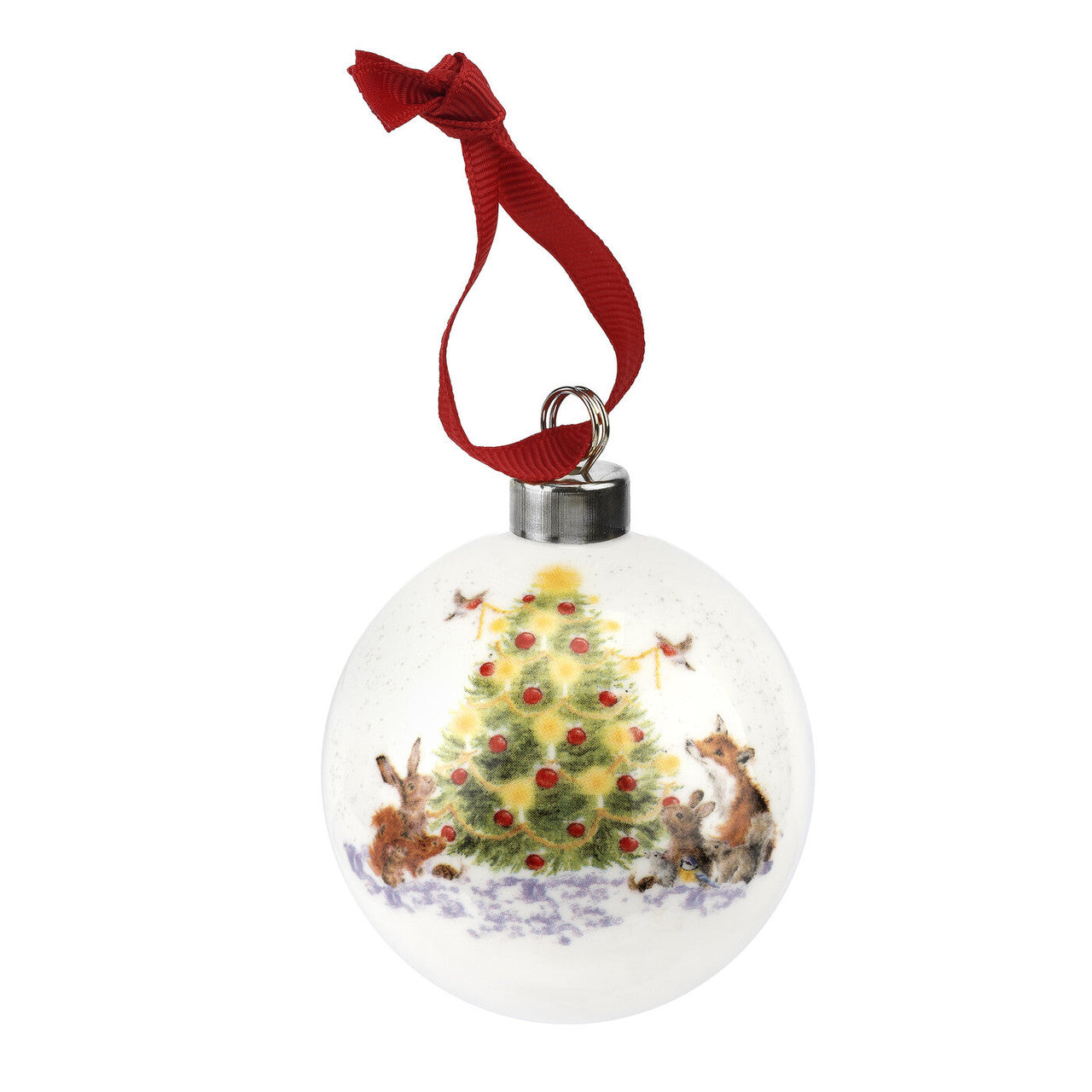 'Oh Christmas Tree' Fine Bone China rabbit bauble from Wrendale Designs and Portmeirion