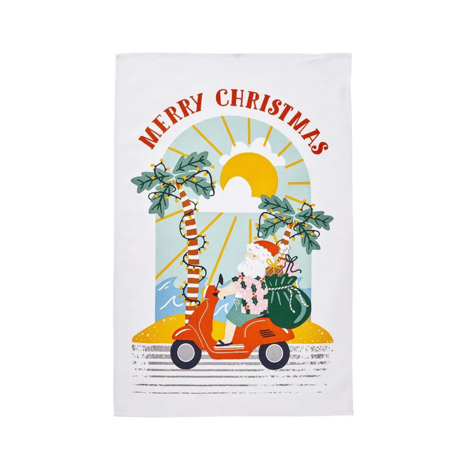 Sunny Santa Recycled Cotton Tea Towel.