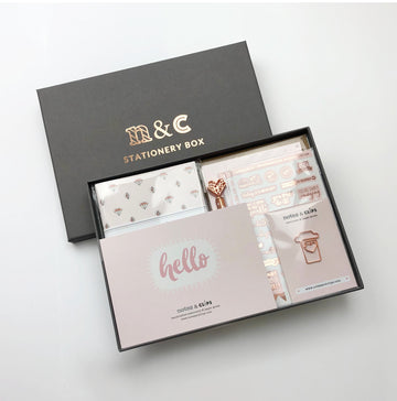 Blush and Rose Gold Stationery Box by Notes & Clips. Image