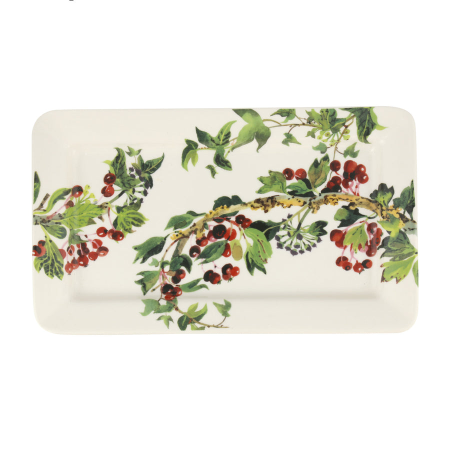 Handmade medium oblong plate in Emma Bridgewater's Hawthorn & Ivy pattern.