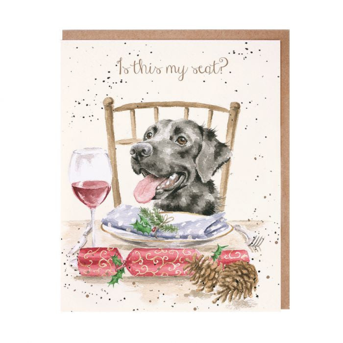 "Is This My Seat?" Dog Christmas Card by yHannah Dale for Wrendale Designs