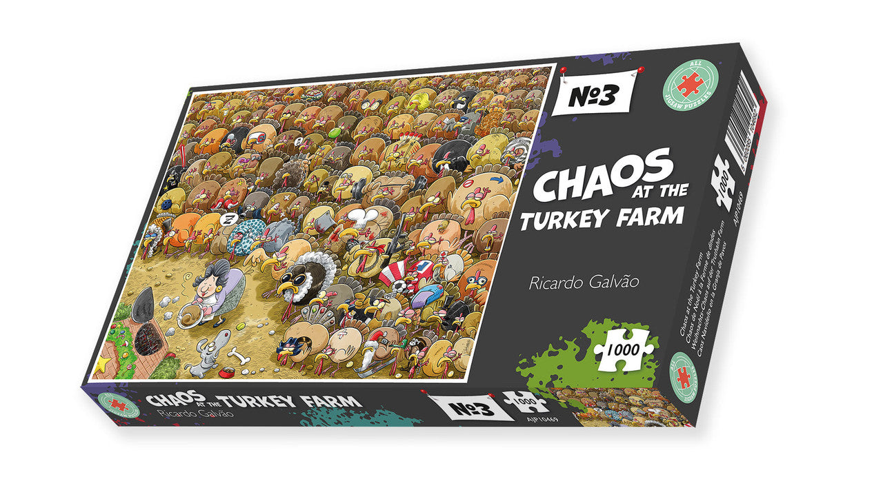 Chaos at the Turkey Farm 1000 Piece Jigsaw Puzzle.