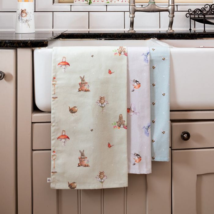 'Garden Friends' Garden Animal Tea Towel by Wrendale Designs