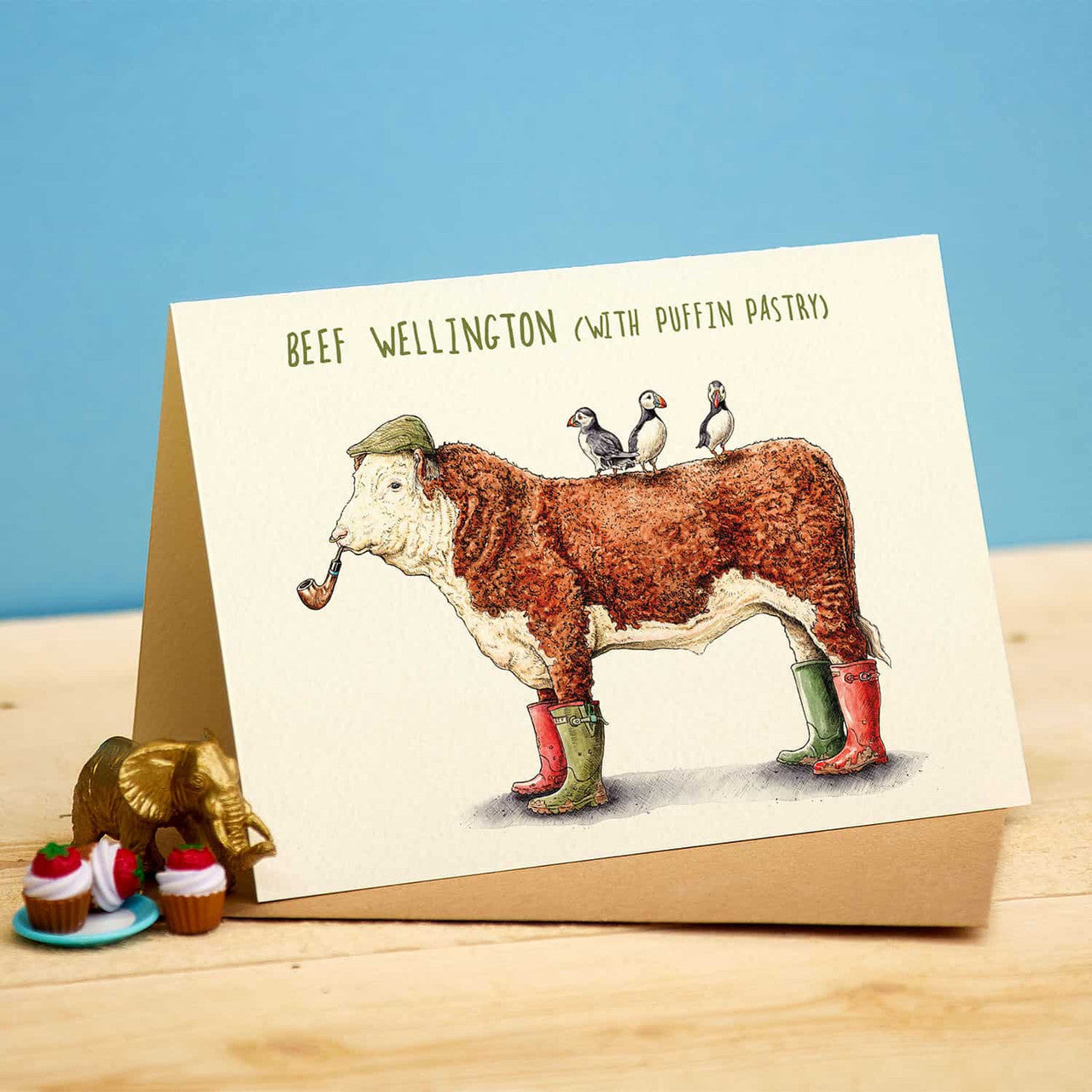Beef Wellington Greetings Card by Bewilderbeest.