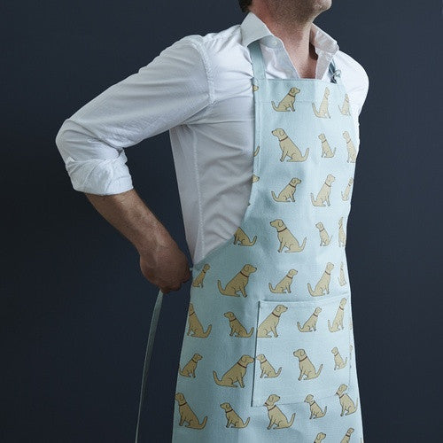 Organic cotton golden retriever apron from Sweet William Designs.