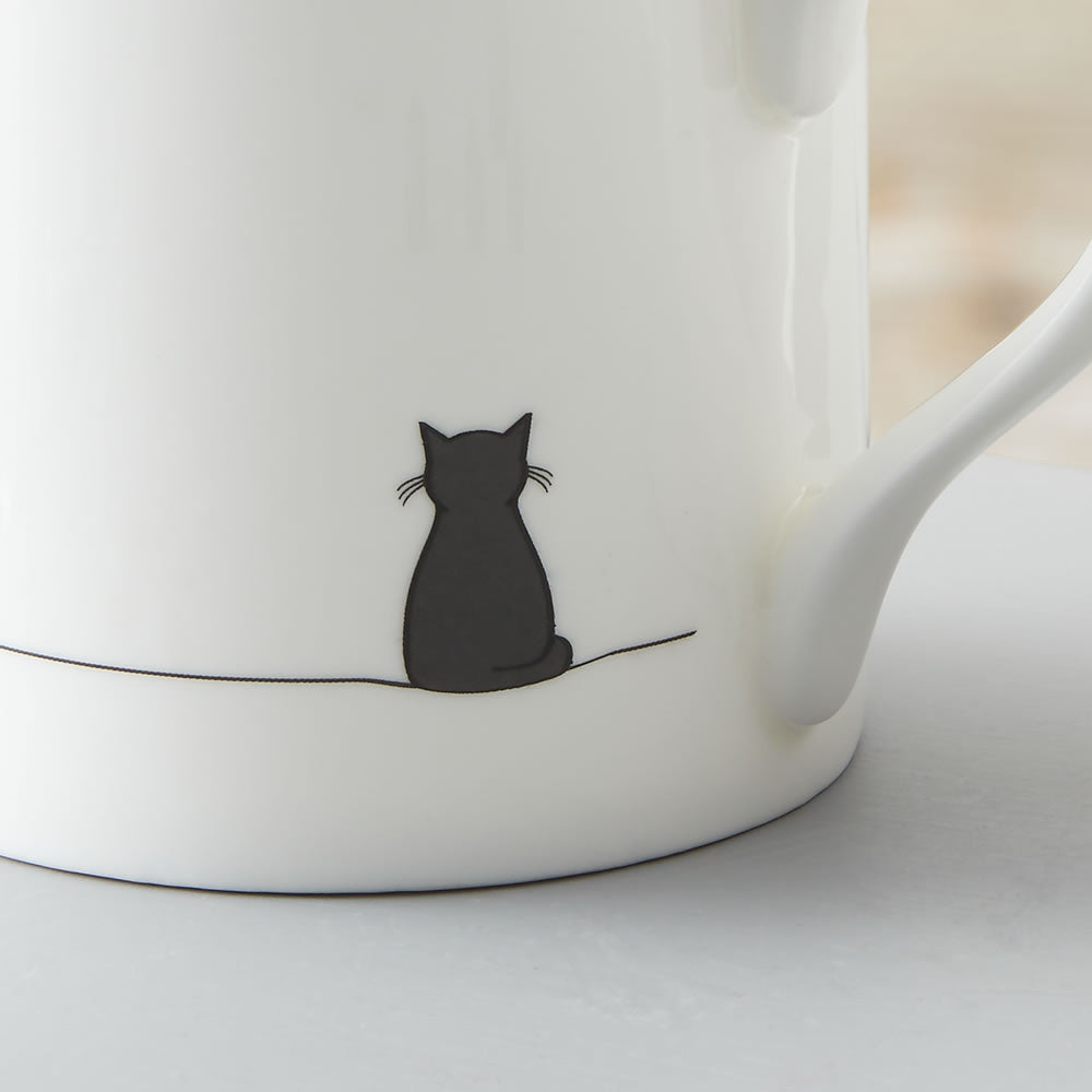 Sitting Cat Bone China Mug by Jin Designs.