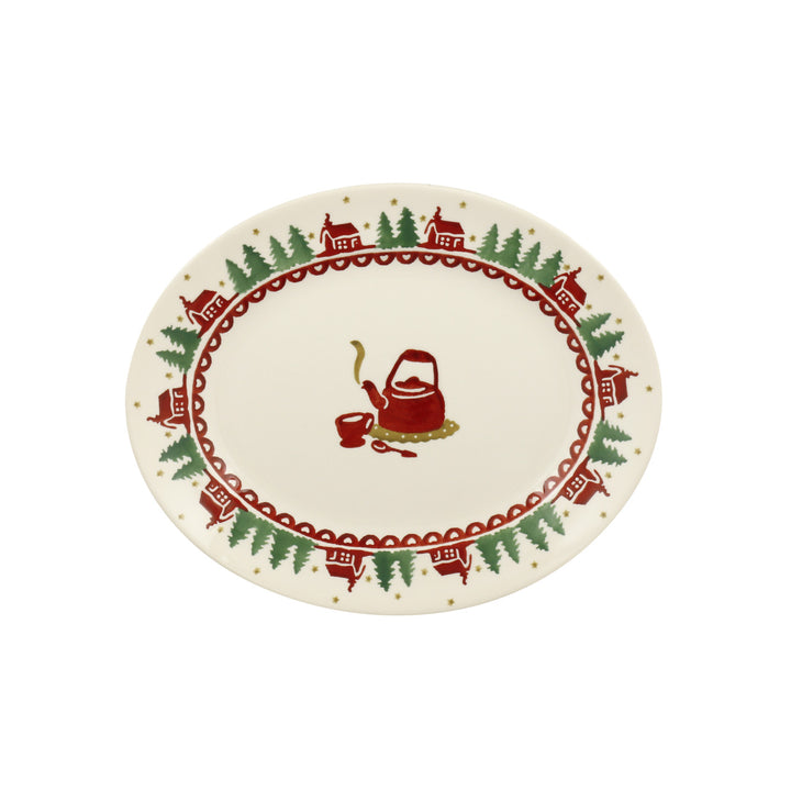 Emma Bridgewater handmade pottery Christmas Cabin Small Oval Platter. 