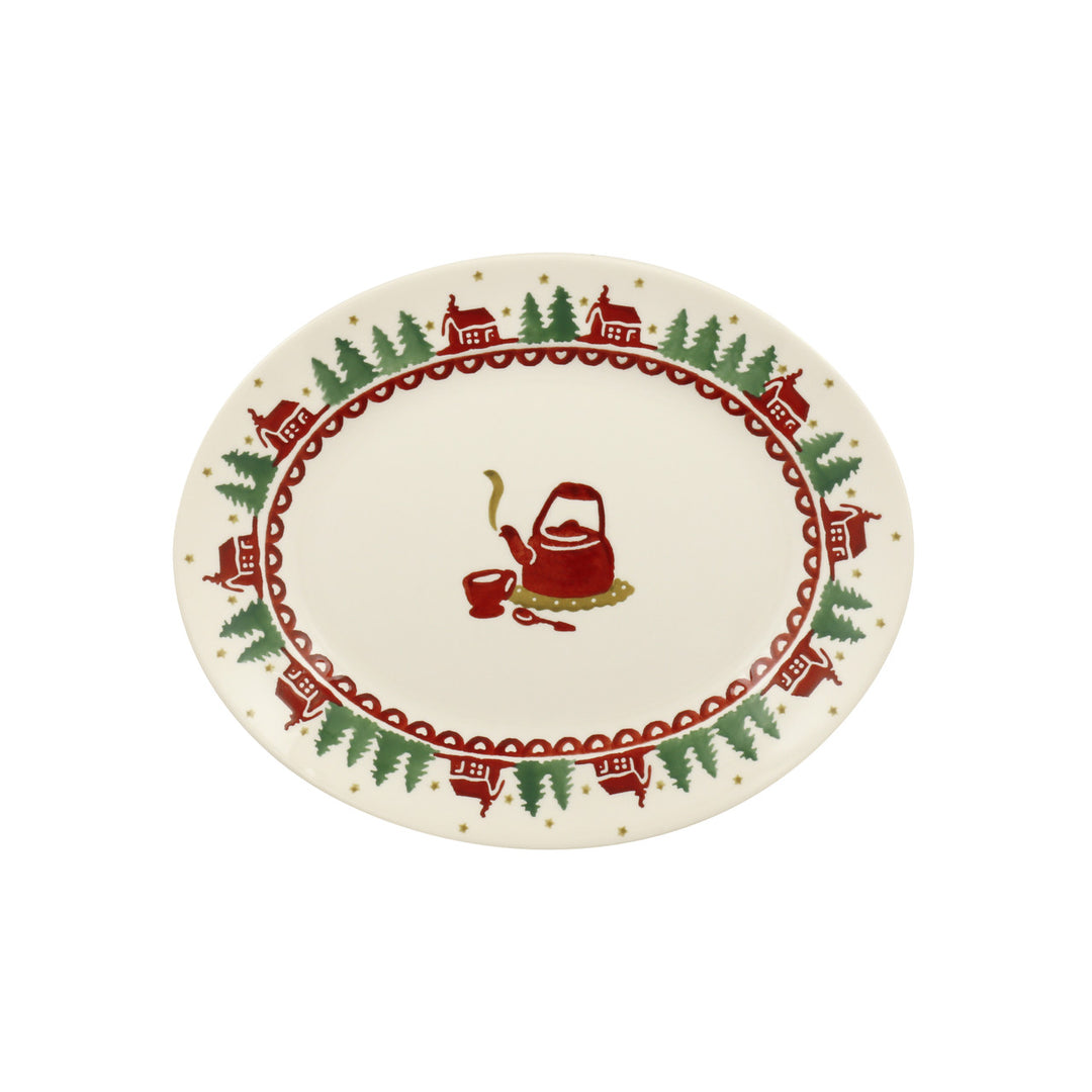 Emma Bridgewater handmade pottery Christmas Cabin Small Oval Platter. 