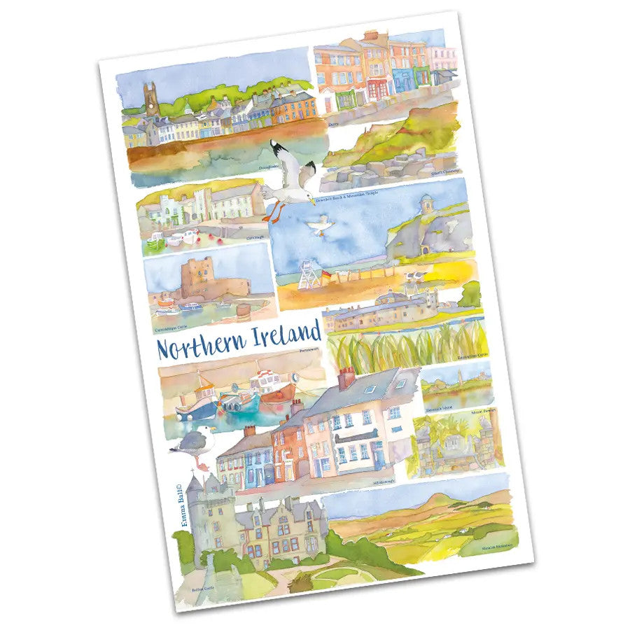 Northern Ireland (Blue) Tea Towel by Emma Ball