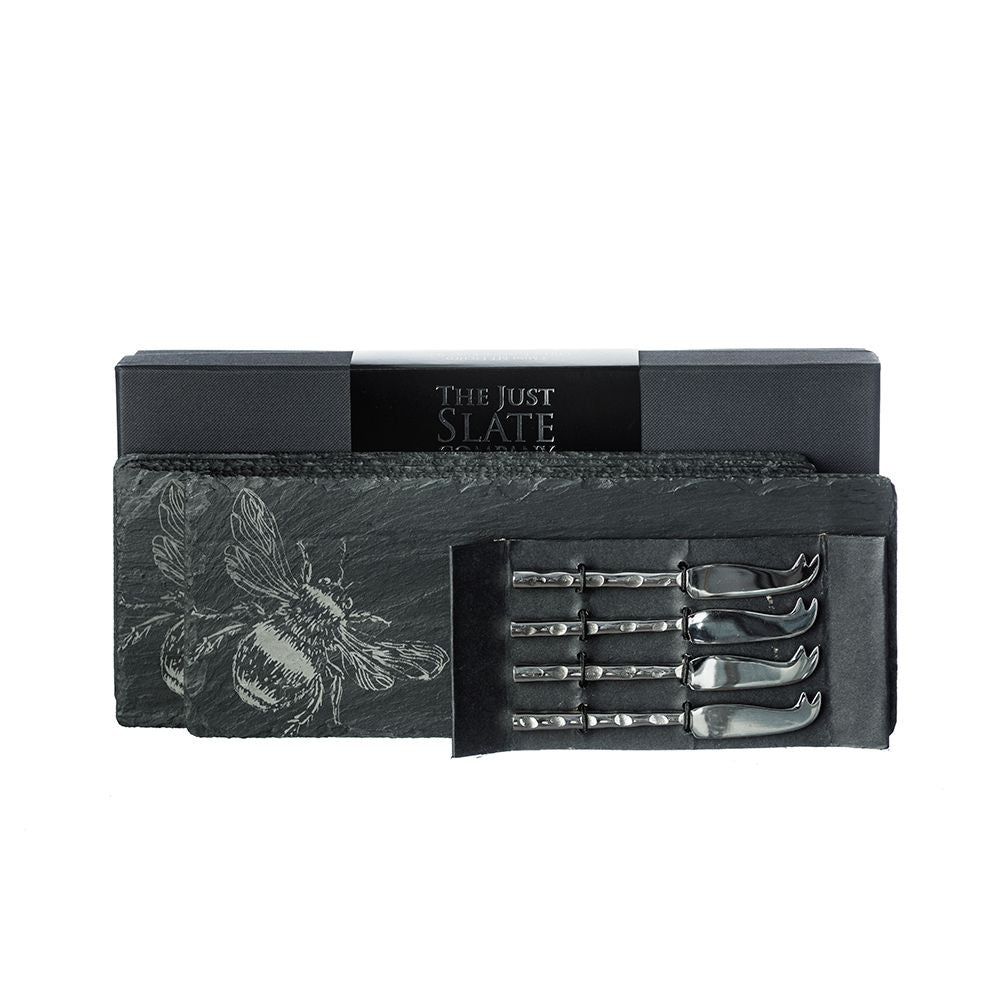 Bee Mini Cheese Board and Knife Set of 4 by Sellae House.