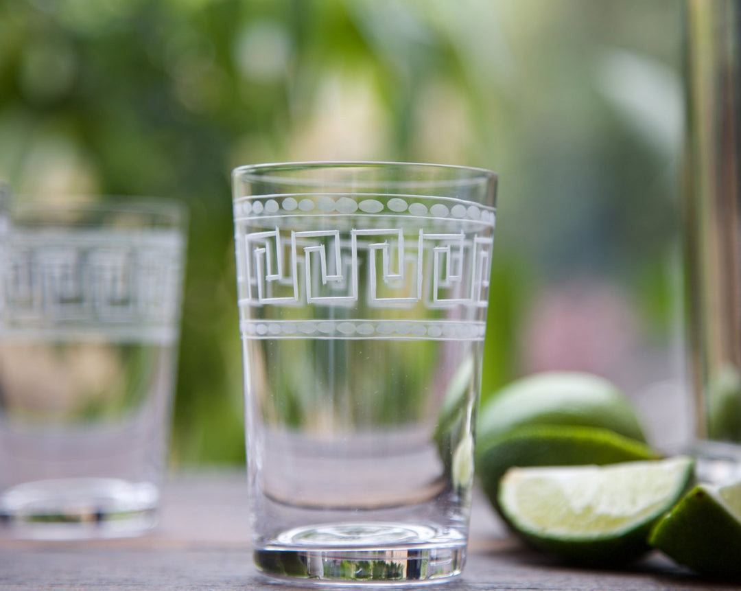Tumbler with Greek Key Design by The Vintage List.