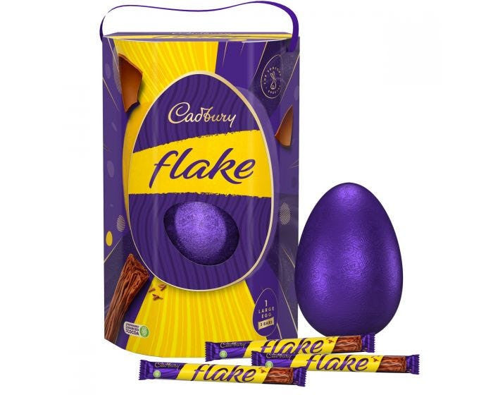 Cadbury Chocolate Flake Easter Egg with 3 Flake Bars.