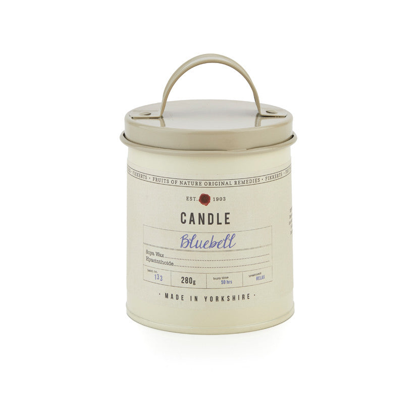 Fruits of Nature Bluebell Large Candle in Tin by Fikkerts of England