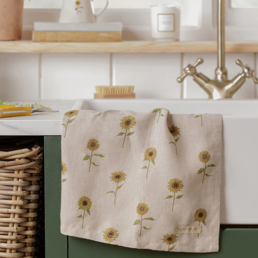 Sunflowers Linen Tea Towel by Sophie Allport