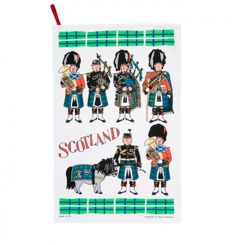 Scottish Pipers cotton tea towel from Alison Gardner.