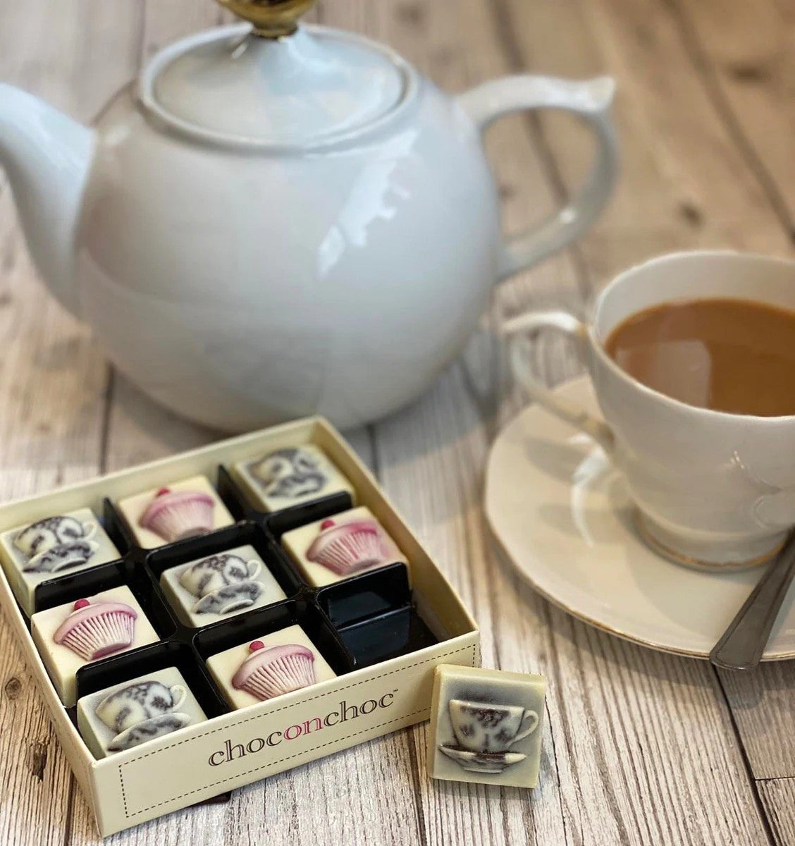 Chocolate Tea Cups and Cakes by Choc on Choc.